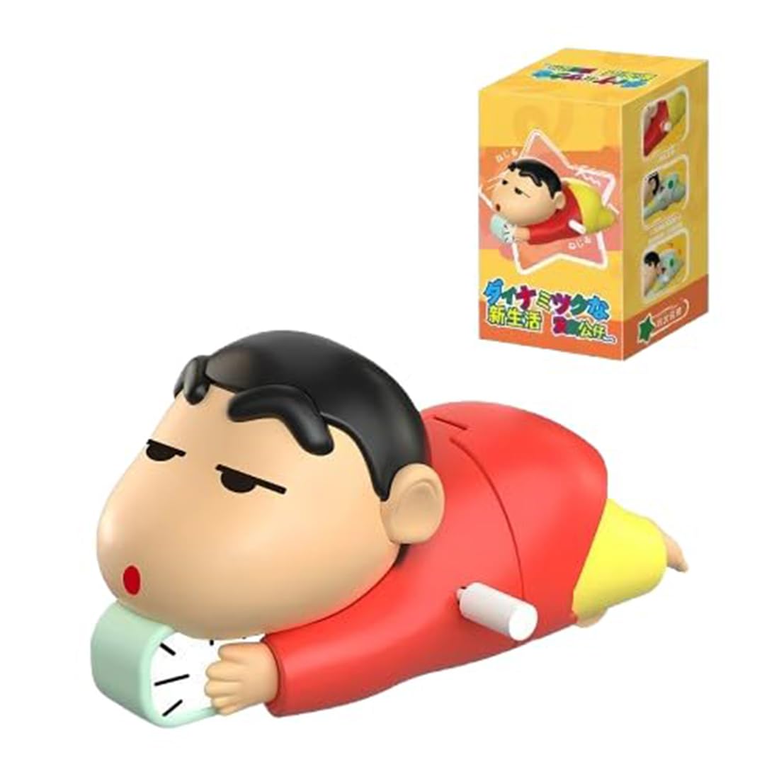 Unyks Star Shinchan Manual Clockwork Toy, 5CM Anime Character, Crawling Push Toy, Children's Birthday Gift Figure, Red and Yellow (Shinchan A)