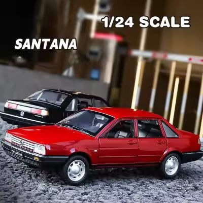 Raadio store Volkswagen Santana 1:24 Model Car with Box, Zinc Alloy Pull Back Toy car with Sound and Light for Kids Boy Girl Gift [Colors as Per Stock] (Volkswagen Santana 1:24)