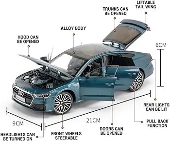 RAADIOSTORE  Audi A7 1:24 Model Car with Box, Zinc Alloy Pull Back Toy car with Sound and Light for Kids Boy Girl Gift [Colors as Per Stock]