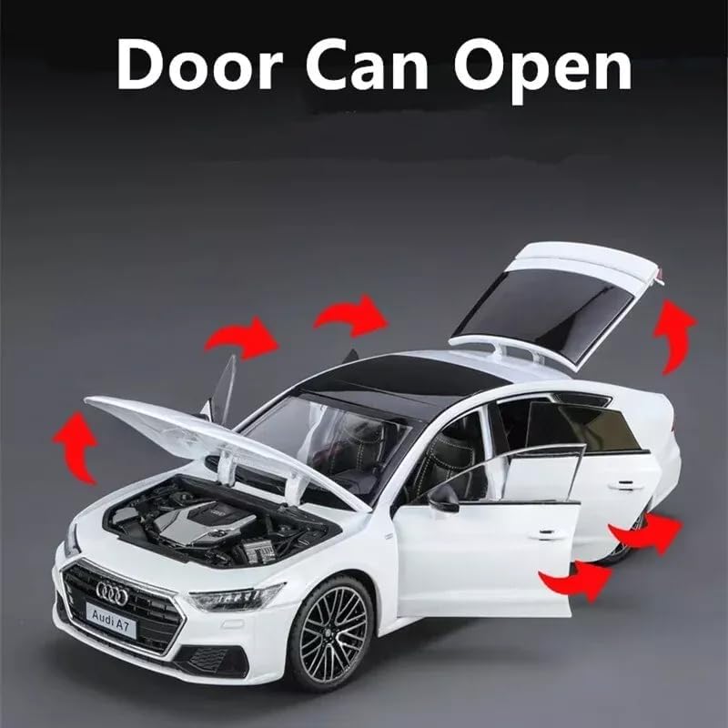 RAADIOSTORE  Audi A7 1:24 Model Car with Box, Zinc Alloy Pull Back Toy car with Sound and Light for Kids Boy Girl Gift [Colors as Per Stock]