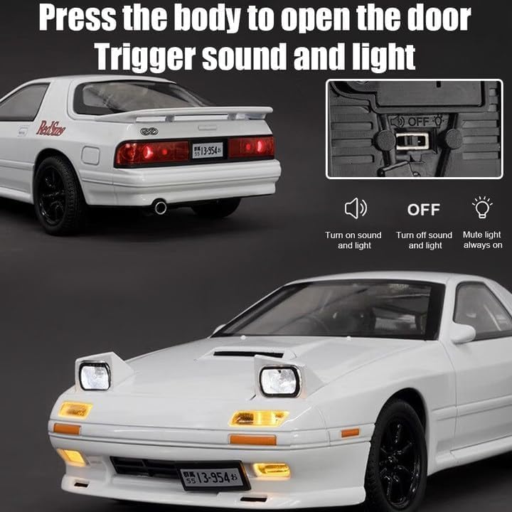 Mazda RX7 Alloy Die-cast Car with Famous popup Headlight Function Light and Music for Kids,Adults on Birthday (Mazda RX7) Colors As Per Stock