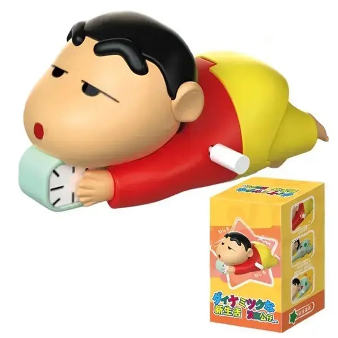 Unyks Star Shinchan Manual Clockwork Toy, 5CM Anime Character, Crawling Push Toy, Children's Birthday Gift Figure, Red and Yellow (Shinchan A)