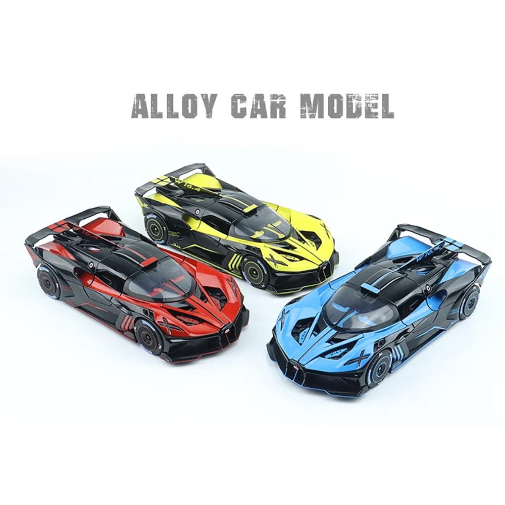 Raadiostore 1:24 Big Bugadi Bolide Diecast Alloy Metal Pull Back Car with Openable Doors Music Sound and Light Vehicle Toy Car for Kids Boys (Red)