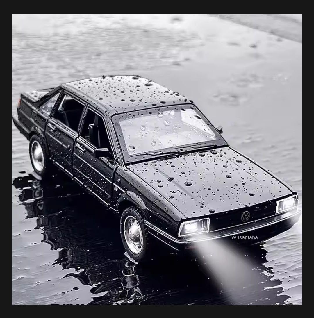 Raadio store Volkswagen Santana 1:24 Model Car with Box, Zinc Alloy Pull Back Toy car with Sound and Light for Kids Boy Girl Gift [Colors as Per Stock] (Volkswagen Santana 1:24)