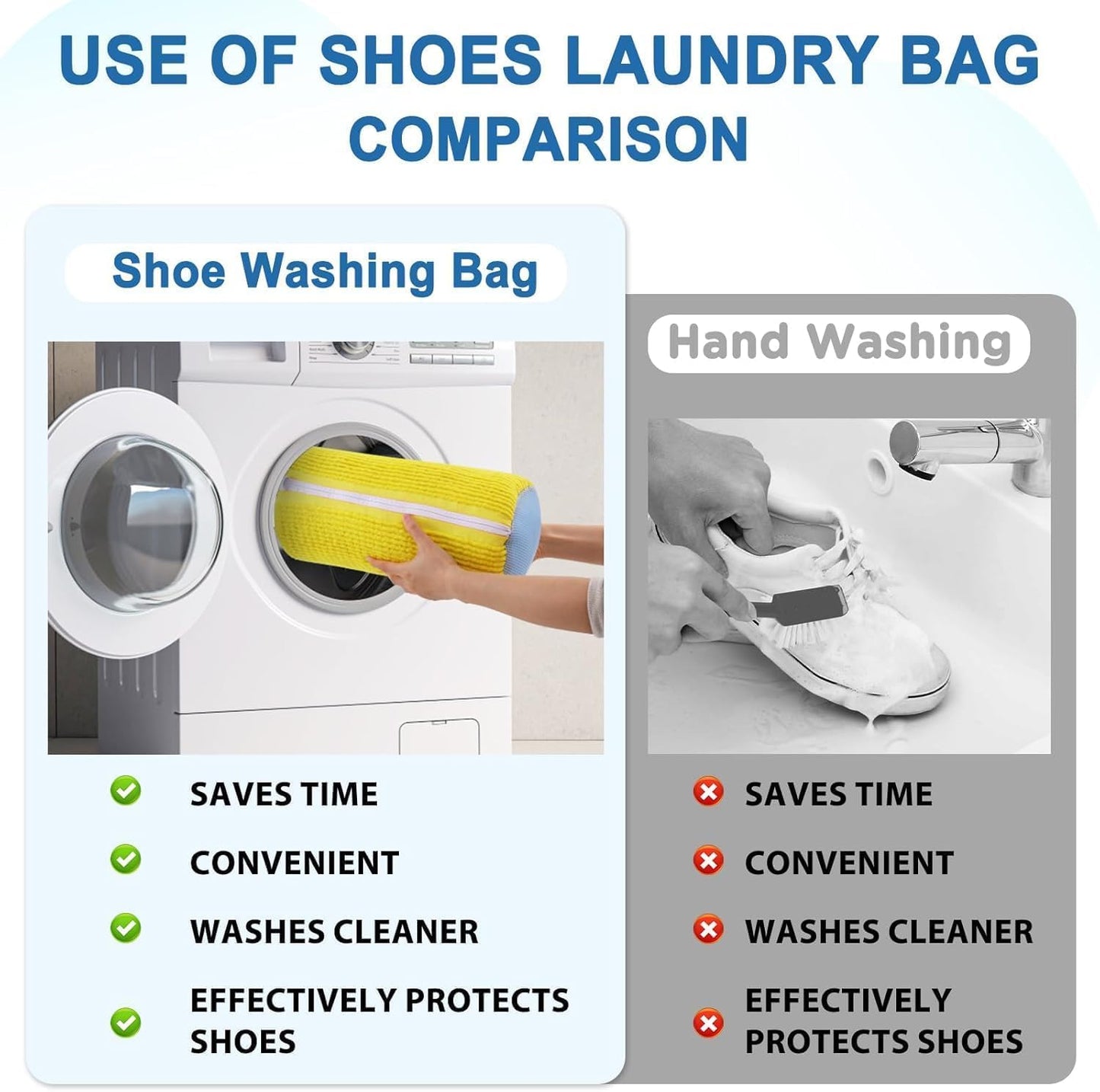 Blase Shoe Washing Machine Bag Laundry Shoe Bag for Washer & Dryer, Reusable with Durable Zipper for Sneakers & Delicates 360° Deep Cleaning Washable Laundry Organizer Bag