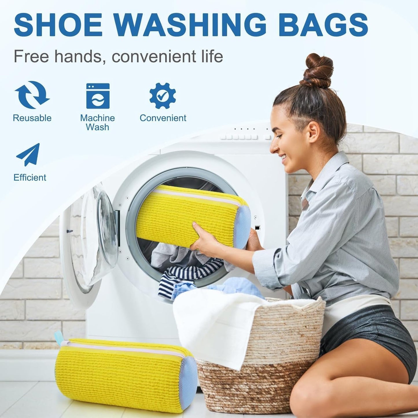 Blase Shoe Washing Machine Bag Laundry Shoe Bag for Washer & Dryer, Reusable with Durable Zipper for Sneakers & Delicates 360° Deep Cleaning Washable Laundry Organizer Bag