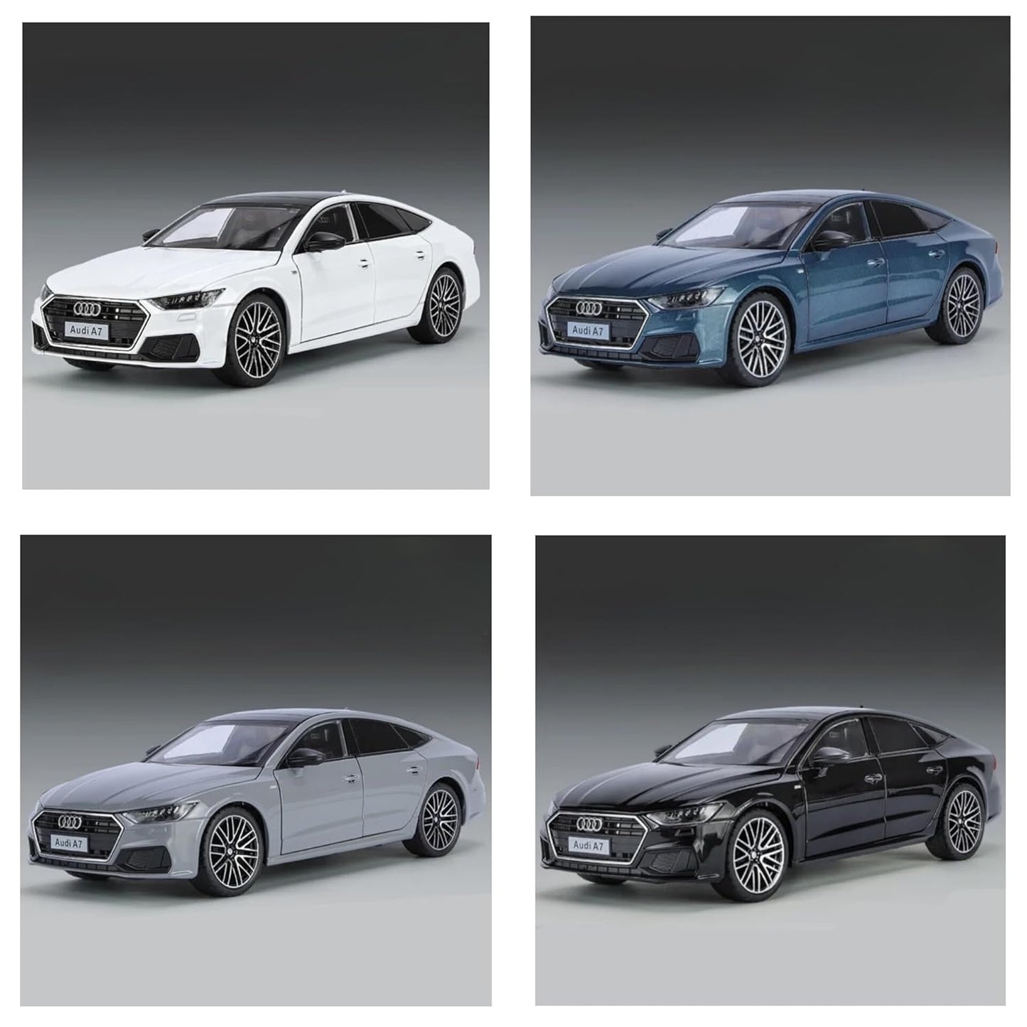 RAADIOSTORE  Audi A7 1:24 Model Car with Box, Zinc Alloy Pull Back Toy car with Sound and Light for Kids Boy Girl Gift [Colors as Per Stock]