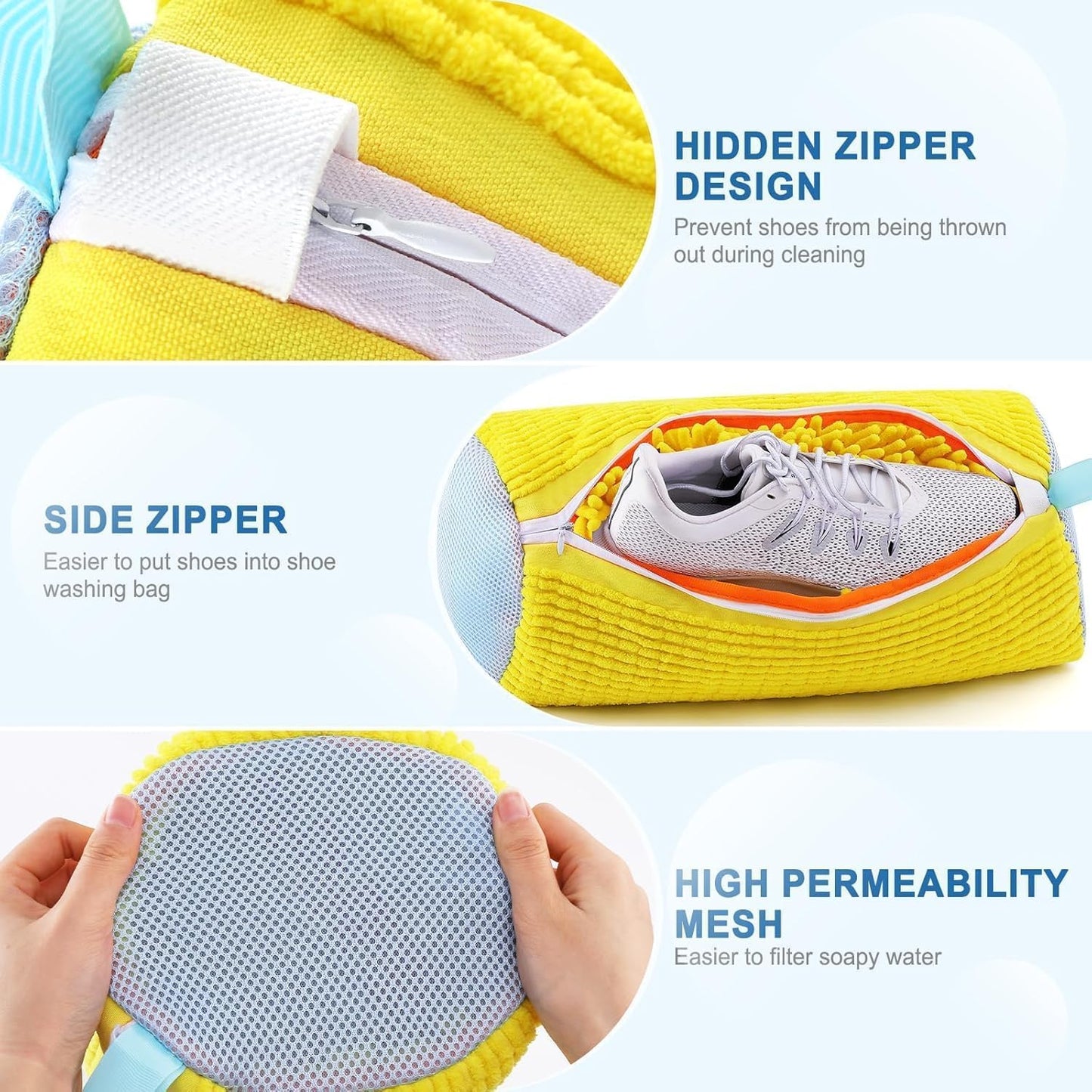 Blase Shoe Washing Machine Bag Laundry Shoe Bag for Washer & Dryer, Reusable with Durable Zipper for Sneakers & Delicates 360° Deep Cleaning Washable Laundry Organizer Bag
